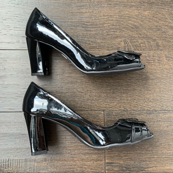 Nickels Size 6.5 Black Shiny 3 Inch High Heels - Picture 5 of 11